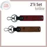 MiaWiki Kickboks Figürlü İsme Özel Deri Anahtarlık, Tek Ebat, MH-KAN-38917x2, bordo-açık kahve, erkek