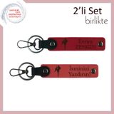 MiaWiki Kickboks Temalı Yazı Eklenebilir Anahtarlık Set, Standart, MH-KAN-39137x2, kırmızı-nar çiçeği, erkek