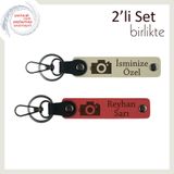 MiaWiki Kişisel 2'li Anahtarlık Takımı Kamera Motifli, Standart, MH-KAN-39893x2, sütlü kahve-nar çiçeği, üniseks-yetişkin