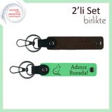 MiaWiki Kişisel Anahtarlık Kedili İsme Özel 2'li Set, Standart, MH-KAN-40473x2, koyu kahve-fıstık yeşil, üniseks-yetişkin