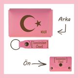 MiaWiki Kişisel Cüzdan Anahtarlık Set Pembe Ayyıldız Yazılı, Small, MH-KCA5741, üniseks-yetişkin