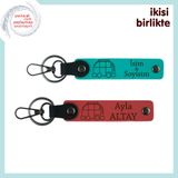 MiaWiki Kişisel Deri Anahtarlık 2'li Set Karavan Motifli, Standart, MH-KAN-35133x2, koyu turkuaz-nar çiçeği, üniseks-yetişkin