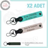 MiaWiki Kişisel Deri Anahtarlık İsim ve Plaka Yazılı, Standart, MH-KAN-MT-12098x2, Pudra-Turkuaz-yeşil, üniseks-yetişkin