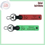 MiaWiki Kişisel Deri Anahtarlık Set Ayyıldız Türkiye, 11.5 cm x 2.3 cm, MH-KAN-33700x2, nar çiçeği-fıstık yeşil, üniseks-yetişkin