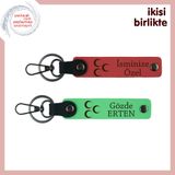 MiaWiki Kişisel Deri Anahtarlık Set Üç Hilal, 11.5 cm x 2.3 cm, MH-KAN-34125x2, nar çiçeği-fıstık yeşil, üniseks-yetişkin