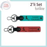 MiaWiki Kişisel Deri Anahtarlık Takımı Futbol Figürlü, Standart, MH-KAN-39425x2, koyu turkuaz-nar çiçeği, üniseks-yetişkin