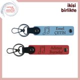 MiaWiki Kişisel Deri Anahtarlık Takımı Müzik Notası, Tek Ebat, MH-KAN-35745x2, gök mavi-nar çiçeği, üniseks-yetişkin