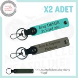 MiaWiki Kişisel Dokunuş Plaka ve İsim Yazılı Deri Anahtarlık, Standart, MH-KAN-MT-11723x2, Kül Gri-Turkuaz-yeşil, üniseks-yetişkin