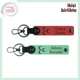 MiaWiki Kişisel İsim Yazılı Anahtarlık Seti, Standart, MH-KAN-34122x2, nar çiçeği-açık yeşil, üniseks-yetişkin
