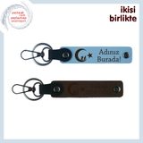 MiaWiki Kişisel İsimli 2'li Deri Anahtarlık Hediye, Standart, MH-KAN-34667x2, gök mavi-koyu kahve, üniseks-yetişkin