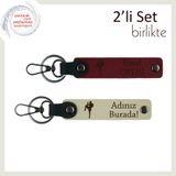 MiaWiki Kişisel İsimli Deri Anahtarlık Hediye, Standart, MH-KAN-38932x2, bordo-sütlü kahve, üniseks-yetişkin
