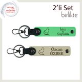 MiaWiki Kişisel İsimli Deri Anahtarlık Kedi Temalı, Standart, MH-KAN-40448x2, fıstık yeşil-sütlü kahve, üniseks-yetişkin