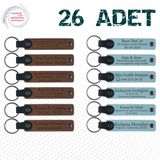 MiaWiki Kişisel Mesajlı Deri Anahtarlık 26'lı Set, Standart, MH-KAN9013X26, Açık Kahve & Gök Mavi, üniseks-yetişkin