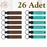 MiaWiki Kişisel Mesajlı Deri Anahtarlık 26'lı Set, Standart, MH-KAN9023X26, Açık Kahve & Turkuaz, üniseks-yetişkin