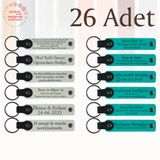 MiaWiki Kişisel Mesajlı Deri Anahtarlık 26'lı Set, Standart, MH-KAN9041X26, Beyaz & Koyu Turkuaz, üniseks-yetişkin