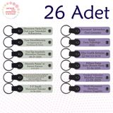 MiaWiki Kişisel Mesajlı Deri Anahtarlık 26'lı Set, Standart, MH-KAN9044X26, Beyaz & Mor Menekşe, üniseks-yetişkin