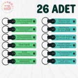 MiaWiki Kişisel Mesajlı Deri Anahtarlık 26'lı Set, Standart, MH-KAN9062X26, Fıstık Yeşili & Turkuaz, üniseks-yetişkin