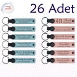 MiaWiki Kişisel Mesajlı Deri Anahtarlık 26'lı Set, Standart, MH-KAN9074X26, Gök Mavi & Yavru Ağzı, üniseks-yetişkin