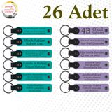 MiaWiki Kişisel Mesajlı Deri Anahtarlık 26'lı Set, Standart, MH-KAN9077X26, Koyu Turkuaz & Mor Menekşe, üniseks-yetişkin