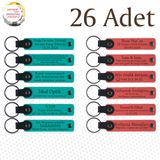 MiaWiki Kişisel Mesajlı Deri Anahtarlık 26'lı Set, Standart, MH-KAN9078X26, Koyu Turkuaz & Nar Çiçeği, üniseks-yetişkin