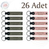 MiaWiki Kişisel Mesajlı Deri Anahtarlık 26'lı Set, Standart, MH-KAN9093X26, Kül Gri & Yavru Ağzı, üniseks-yetişkin