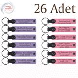 MiaWiki Kişisel Mesajlı Deri Anahtarlık 26'lı Set, Standart, MH-KAN9113X26, Mor Menekşe & Pembe, üniseks-yetişkin