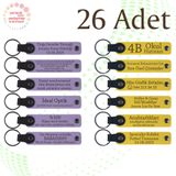 MiaWiki Kişisel Mesajlı Deri Anahtarlık 26'lı Set, Standart, MH-KAN9115X26, Mor Menekşe & Sarı, üniseks-yetişkin