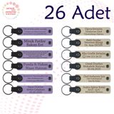 MiaWiki Kişisel Mesajlı Deri Anahtarlık 26'lı Set, Standart, MH-KAN9116X26, Mor Menekşe & Sütlü Kahve, üniseks-yetişkin