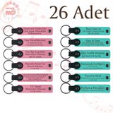 MiaWiki Kişisel Mesajlı Deri Anahtarlık 26'lı Set, Standart, MH-KAN9128X26, Pembe & Turkuaz, üniseks-yetişkin
