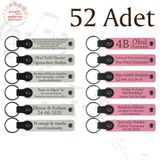 MiaWiki Kişisel Mesajlı Deri Anahtarlık 52'li Set, Standart, MH-KAN9046X52, Beyaz & Pembe, üniseks-yetişkin
