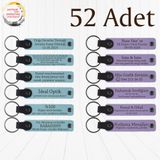 MiaWiki Kişisel Mesajlı Deri Anahtarlık 52'li Set, Standart, MH-KAN9067X52, Gök Mavi & Mor Menekşe, üniseks-yetişkin