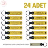 MiaWiki Kişisel Mesajlı Deri Hatıra Anahtarlık, 24'lü Set, MH-KAN8592X24, Sarı & Sütlü Kahve, üniseks-yetişkin