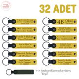 MiaWiki Kişisel Mesajlı Deri Hatıra Anahtarlık, 32'li Set, MH-KAN8593X32, Sarı & Yeşil, üniseks-yetişkin