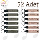 MiaWiki Kişisel Mesajlı Deri Hediyelik Anahtarlık, 52'li Set, MH-KAN9089X52, Kül Gri & Pudra, üniseks-yetişkin