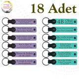 MiaWiki Kişisel Mesajlı Hediye Deri Anahtarlık 18'li Set, Küçük Boy, MH-KAN9117X18, Mor Menekşe & Turkuaz, üniseks-yetişkin