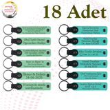 MiaWiki Kişisel Mesajlı Hediye Deri Anahtarlık 18'li Set, Standart, MH-KAN9037X18, Açık Yeşil & Turkuaz, üniseks-yetişkin