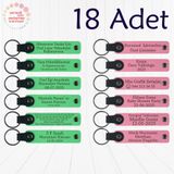 MiaWiki Kişisel Mesajlı Hediye Deri Anahtarlık 18'li Set, Standart, MH-KAN9058X18, Fıstık Yeşili & Pembe, üniseks-yetişkin