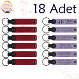MiaWiki Kişisel Mesajlı Hediye Deri Anahtarlık 18'li Set, Standart, MH-KAN9094X18, Kırmızı & Mor Menekşe, üniseks-yetişkin