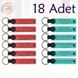 MiaWiki Kişisel Mesajlı Hediye Deri Anahtarlık 18'li Set, Standart, MH-KAN9123X18, Nar Çiçeği & Turkuaz, üniseks-yetişkin