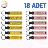MiaWiki Kişisel Mesajlı Hediye Deri Anahtarlık 18'li Set, Standart, MH-KAN9136X18, Sarı & Yavru Ağzı, üniseks-yetişkin