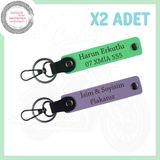 MiaWiki Kişisel Plaka ve İsim İçeren Motosiklet Anahtarlığı, Standart, MH-KAN-MT-4091x2, Mor Menekşe-Fıstık Yeşil, üniseks-yetişkin