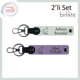 MiaWiki Kişisel Yazılı 2'li Anahtarlık Hediyesi, Standart, MH-KAN-40407x2, beyaz-mor menekşe, üniseks-yetişkin