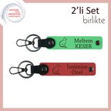 MiaWiki Kişisel Yazılı 2'li Anahtarlık Kedi Figürlü, Standart, MH-KAN-40444x2, fıstık yeşil-nar çiçeği, üniseks-yetişkin