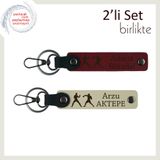 MiaWiki Kişisel Yazılı 2'li Anahtarlık Seti Boks Figürlü, Standart, MH-KAN-40106x2, bordo-sütlü kahve, üniseks-yetişkin