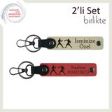 MiaWiki Kişisel Yazılı Anahtarlık Boks Temalı 2'li Set, Standart, MH-KAN-40318x2, sütlü kahve-nar çiçeği, üniseks-yetişkin