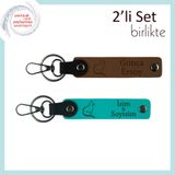 MiaWiki Kişisel Yazılı Anahtarlık Hediyesi Kedili Tasarım, Standart, MH-KAN-40368x2, açık kahve-koyu turkuaz, üniseks-yetişkin