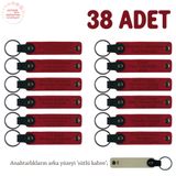 MiaWiki Kişisel Yazılı Deri Anahtarlık 38'li Set, Standart, MH-KAN8562X38, Kırmızı & Sütlü Kahve, üniseks-yetişkin