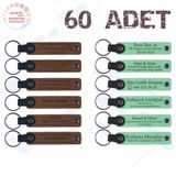 MiaWiki Kişisel Yazılı Deri Anahtarlık 60'lı Set, 60'lı Set, MH-KAN9010X60, Açık Kahve & Açık Yeşil, üniseks-yetişkin