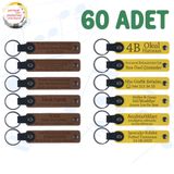 MiaWiki Kişisel Yazılı Deri Anahtarlık 60'lı Set, Standart, MH-KAN9021X60, Açık Kahve & Sarı, üniseks-yetişkin