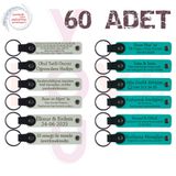 MiaWiki Kişisel Yazılı Deri Anahtarlık 60'lı Set, Standart, MH-KAN9041X60, Beyaz & Koyu Turkuaz, üniseks-yetişkin